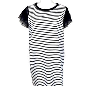Adrienne Vittadini black and white midi dress size medium. NWOT